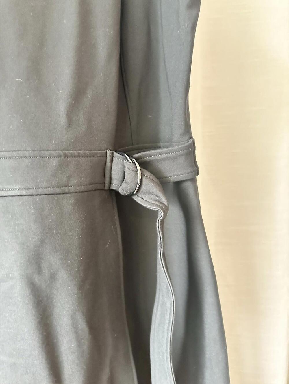 SPANX Black Ponte Cargo Dress Sleeveless Mock Neck Belted Midi Faux Wrap Sz 1x - Picture 4 of 15